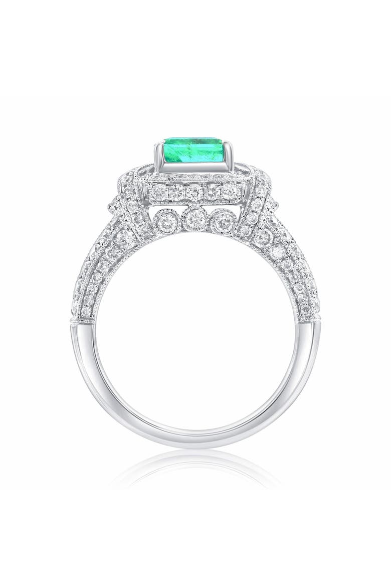 14K Gold 1.81ct Emerald & 1.04cttw Diamond Ring, Alternate, color, Green
