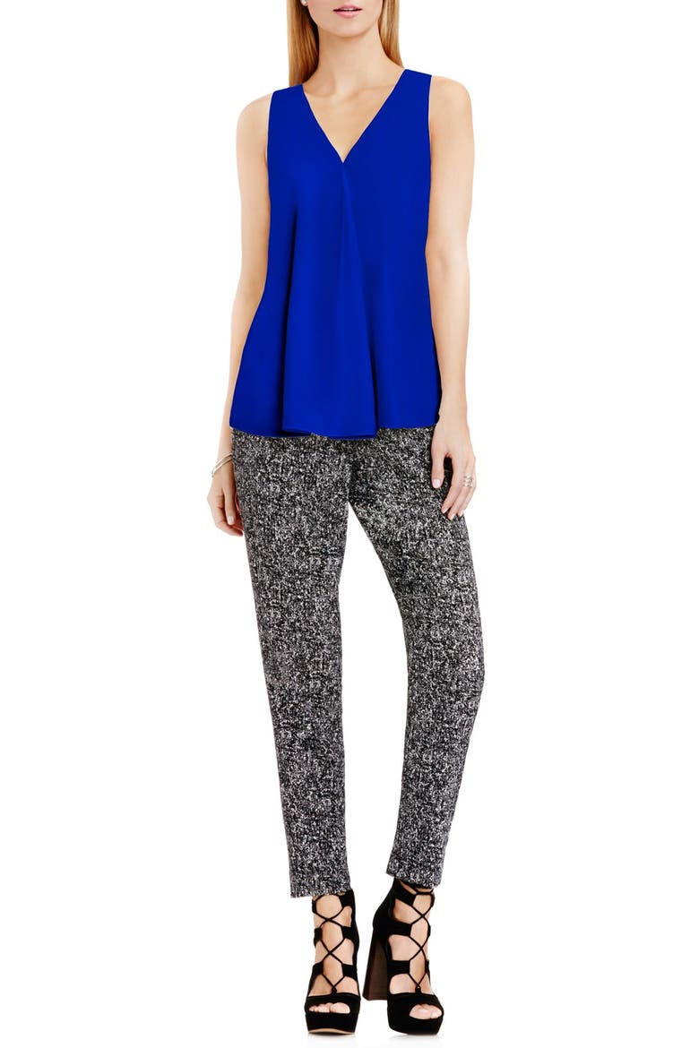Drape Front V-Neck Sleeveless Blouse, Alternate, color, COBALT BLUE