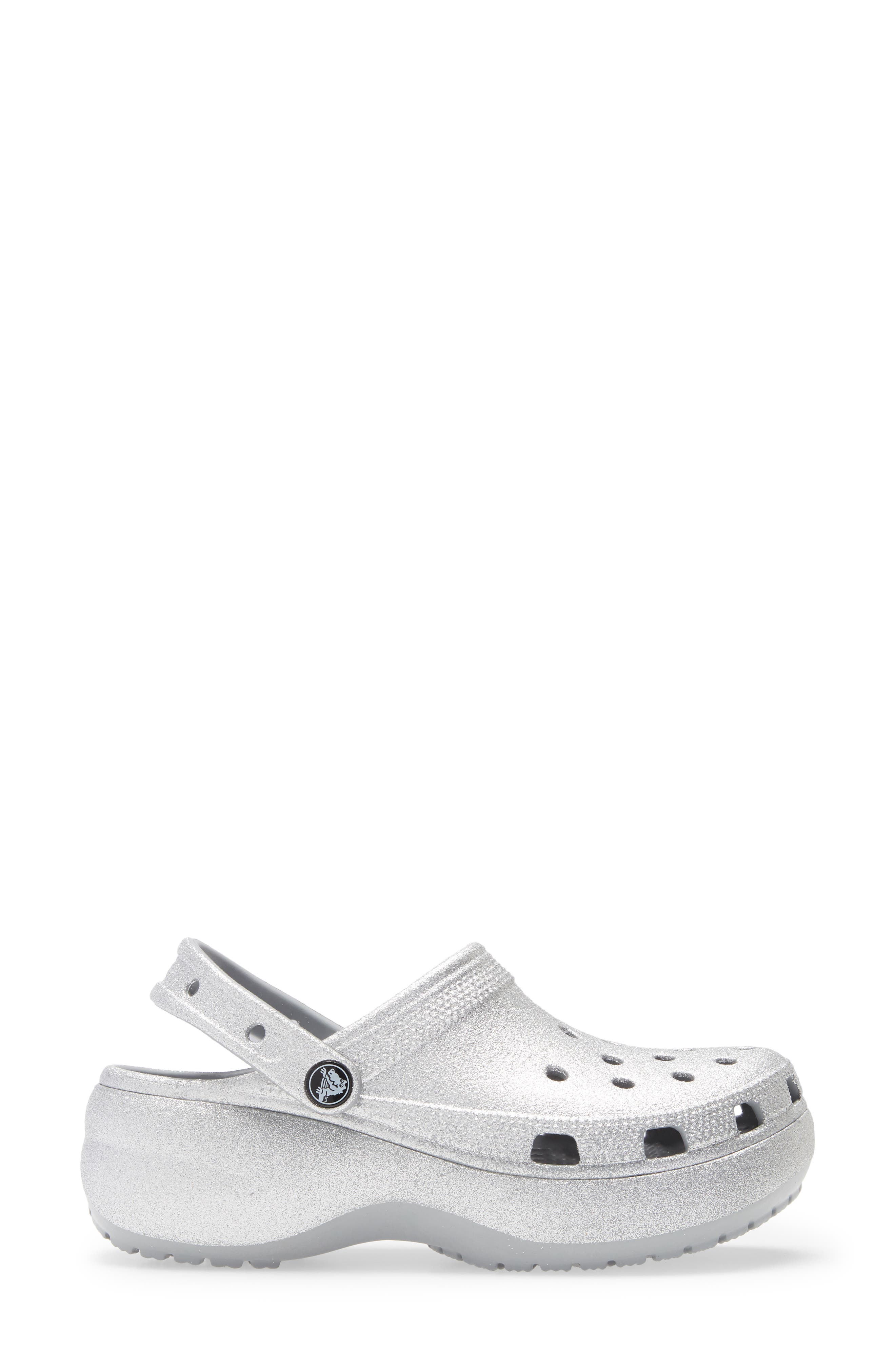 CROCS Classic Glitter Waterproof Platform Clog, Alternate, color, 