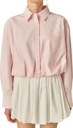 English Factory Long Sleeve Bubble Hem Cotton & Lyocell Button-Up Shirt