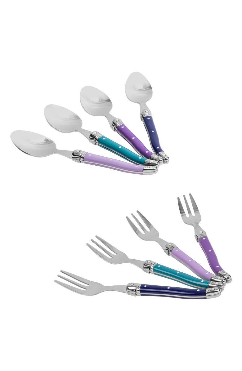 FRENCH HOME 8-Piece Laguiole Spoons & Forks Set, Alternate, color, Plum Rose