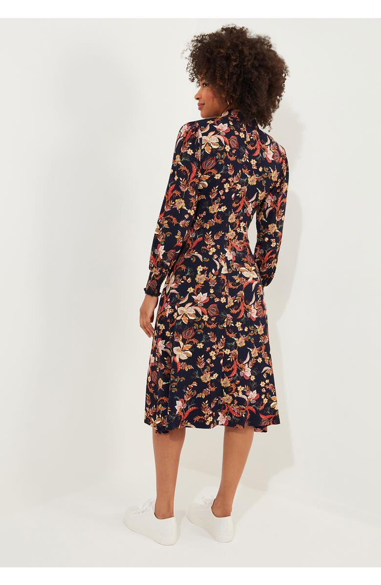 Joe Browns Stretch Knit Knot Front Midi Dress, Alternate, color, Navy Botanical
