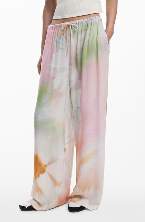 Fluid Watercolor Wide Leg Pants