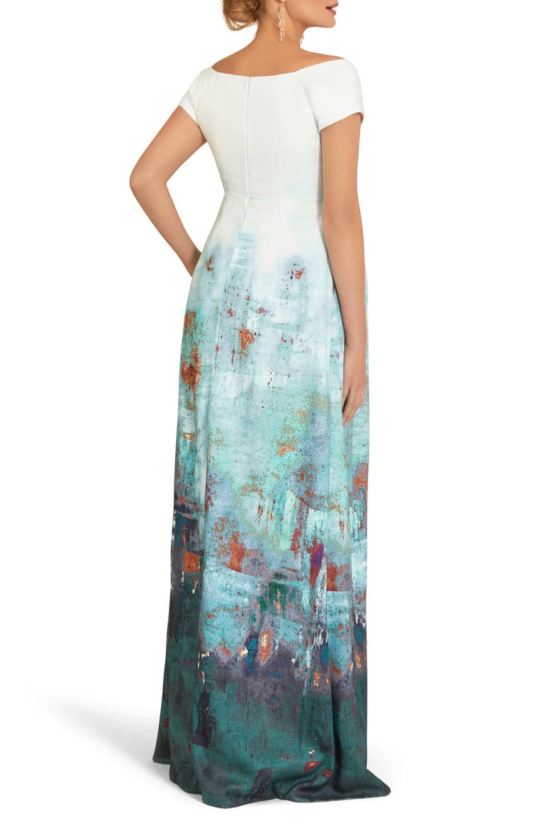 Aria Off the Shoulder Metallic Maternity Gown, Alternate, color, GREEN