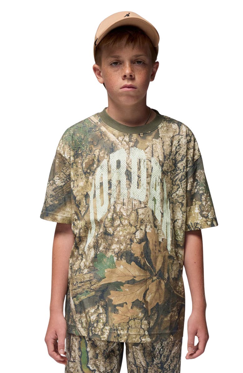 Jordan Kids' x Realtree MJ MVP Distressed T-Shirt, Alternate, color, Medium Olive