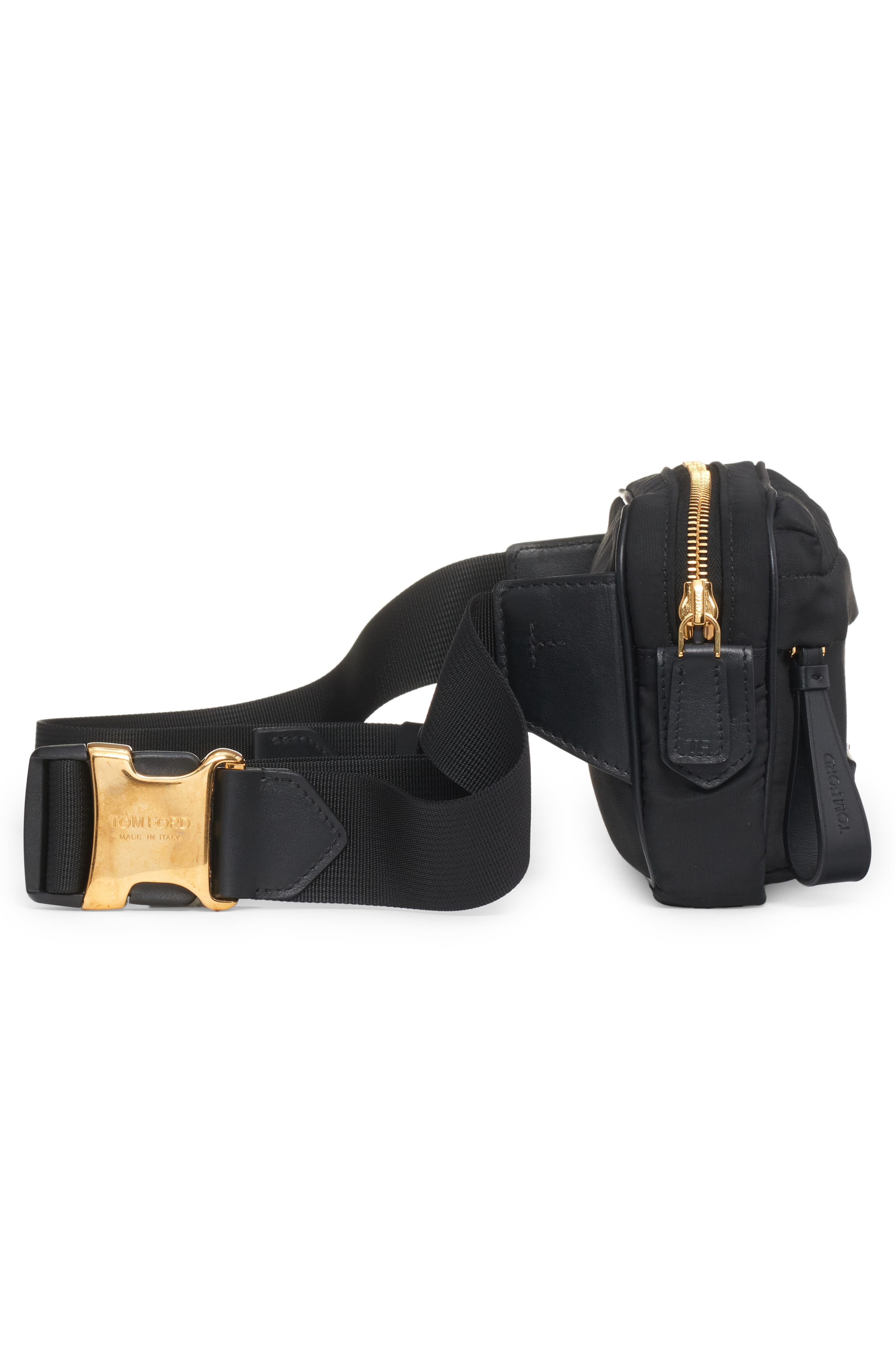 TOM FORD Recycled Nylon Waist Bag, Alternate, color, Black