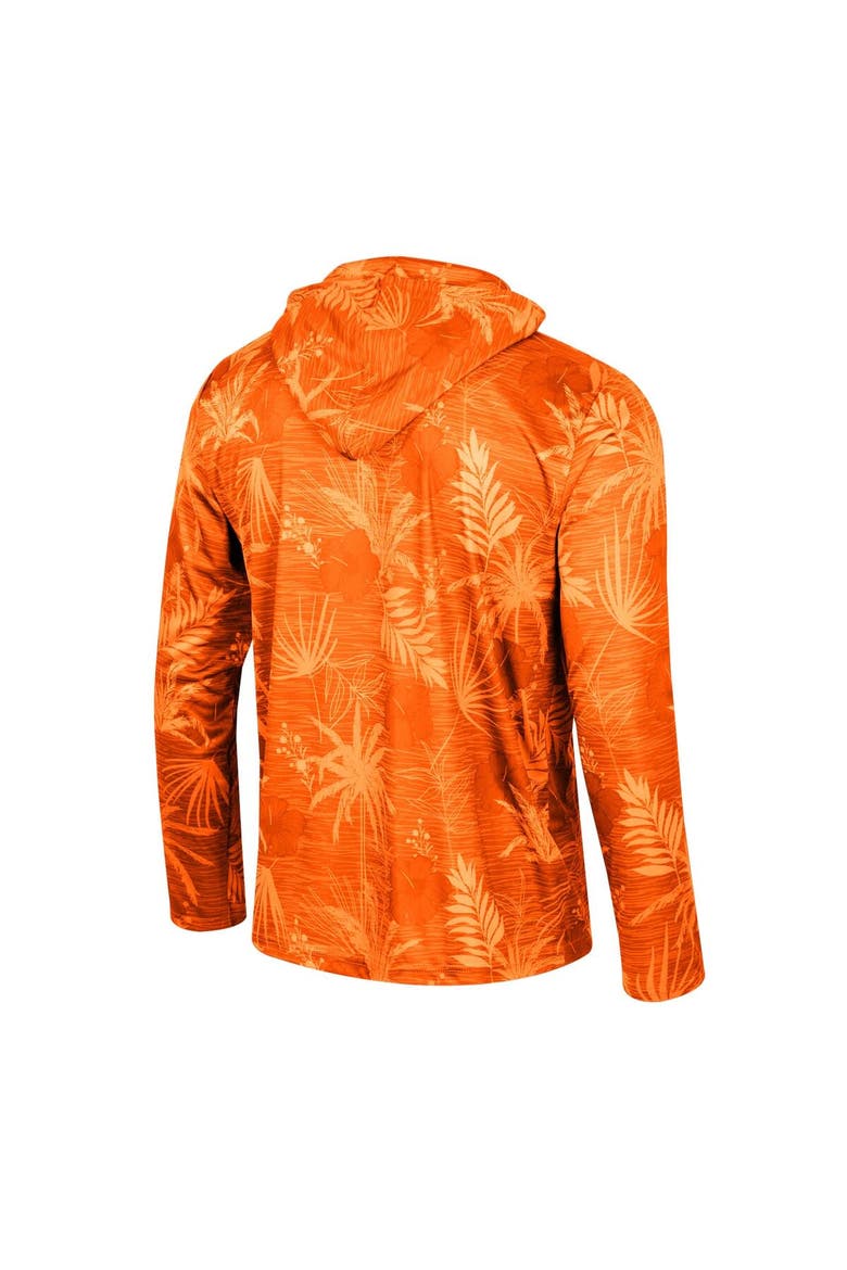 Men's Colosseum Orange Clemson Tigers Palms Printed Lightweight Quarter-Zip Hooded Top, Alternate, color, Orange