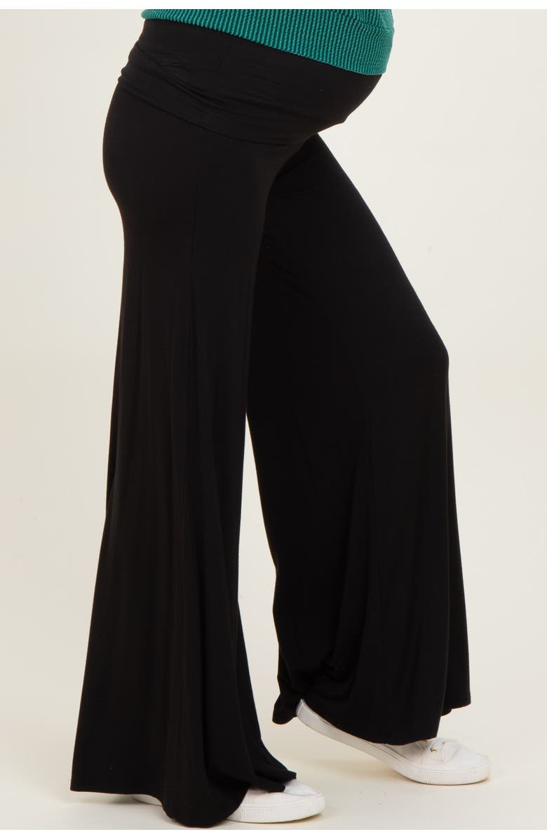 PinkBlush Fold Over Waist Wide Leg Lounge Pants, Alternate, color, Black