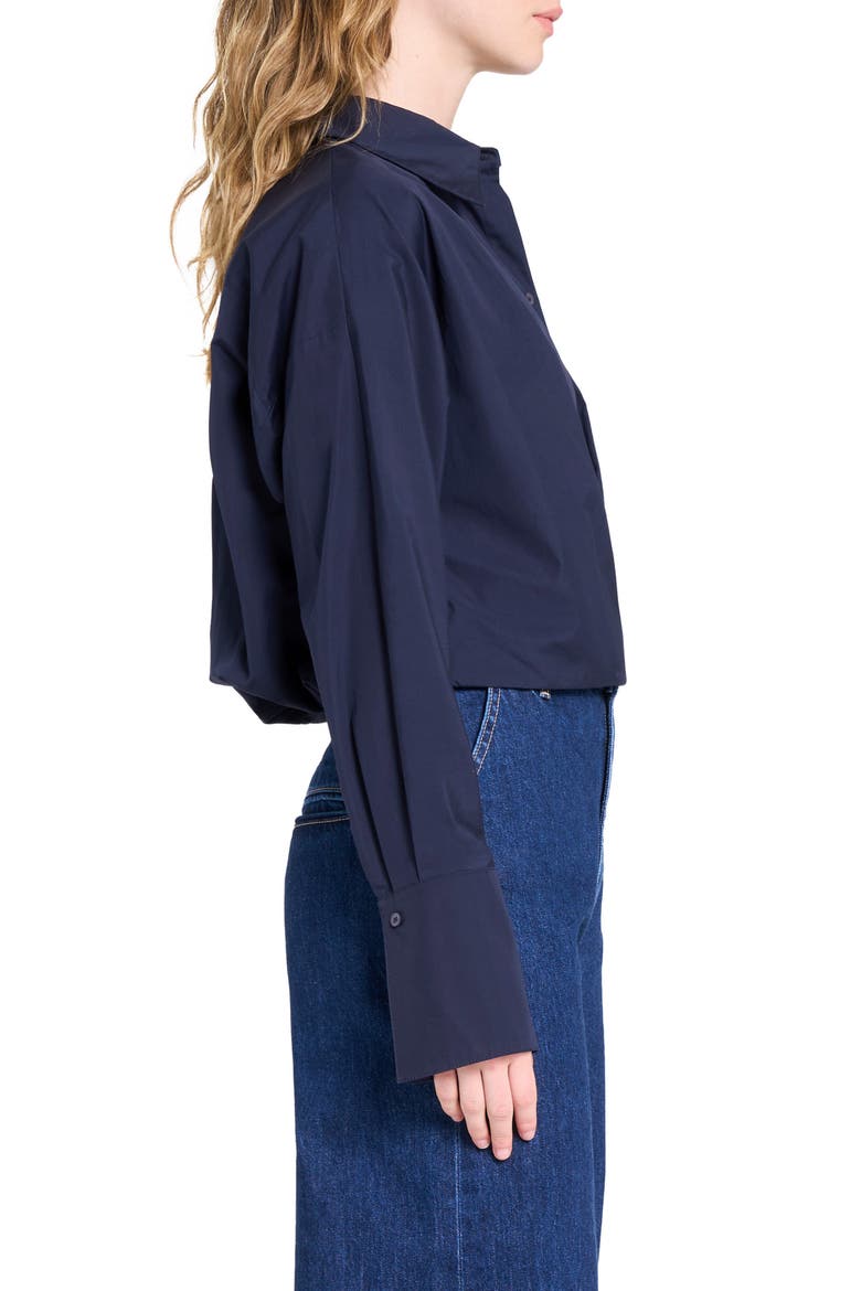 Taken Draped Button-Up Shirt, Alternate, color, MIDNIGHT