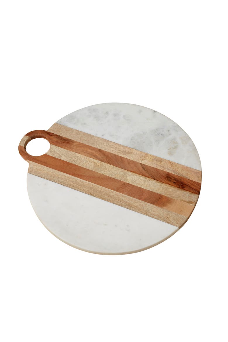 Moa Marble & Wood Round Board, Main, color, Marble