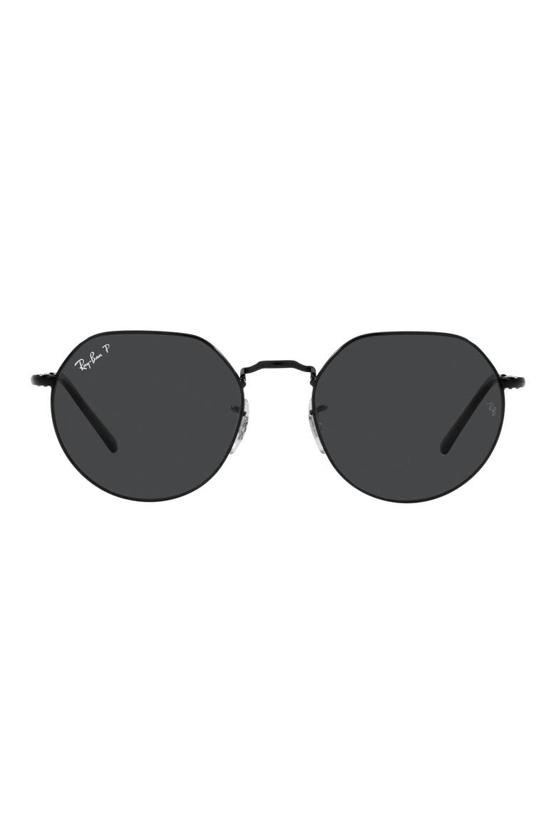 51mm Polarized Round Sunglasses, Main, color, BLACK/ POLARIZED BLACK