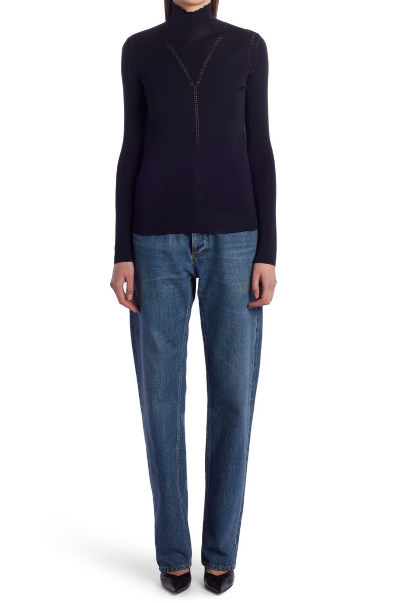 Bottega Veneta Pointelle Silk Turtleneck Sweater, Alternate, color,