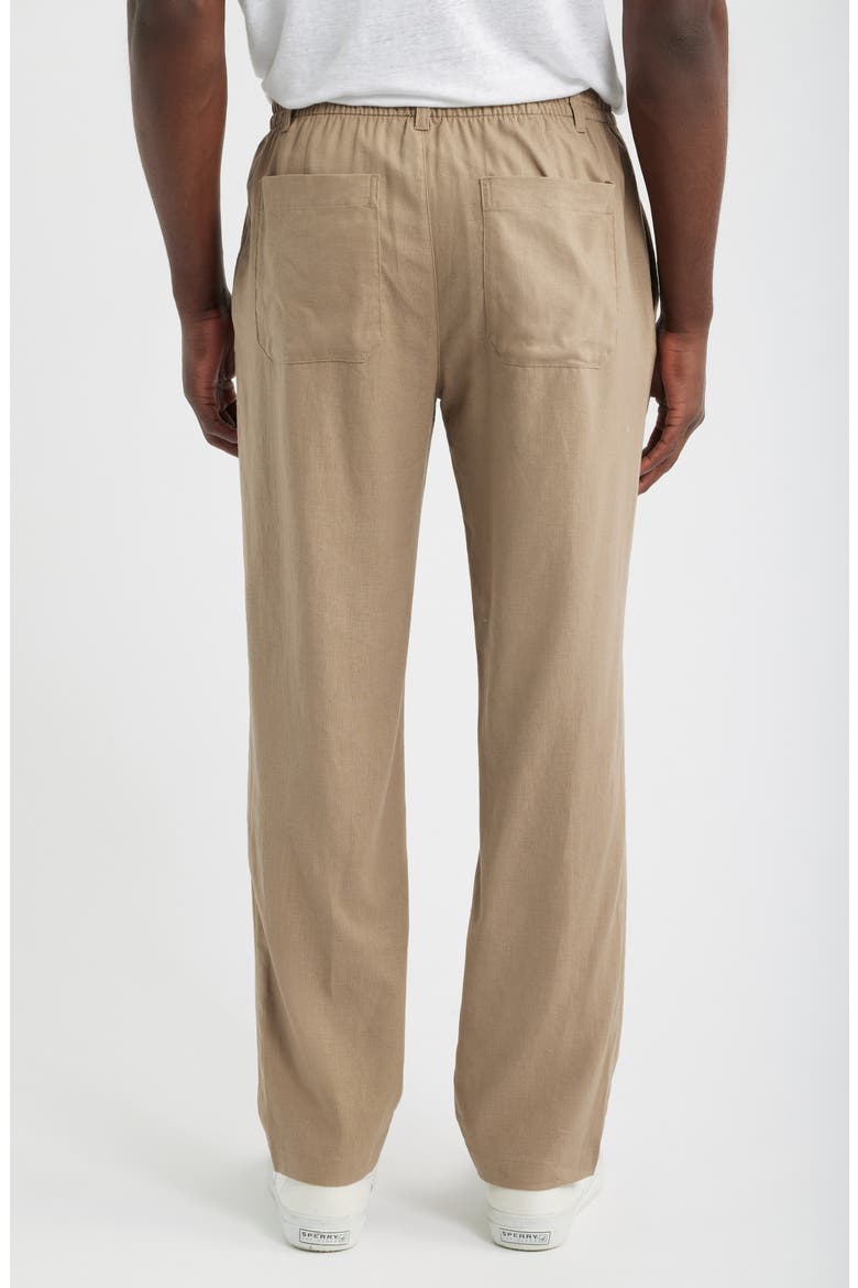 Straight Leg Linen Blend Drawstring Pants, Alternate, color, DESERT TAUPE