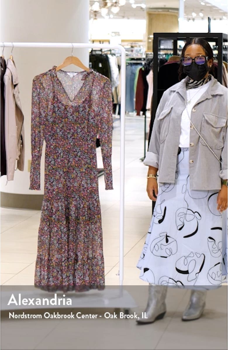 Floral Tiered Long Sleeve Midi Dress, sales video thumbnail