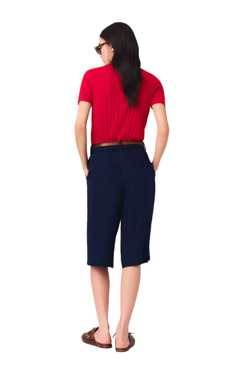 maje Linen-blend Bermuda shorts, Alternate, color, Navy