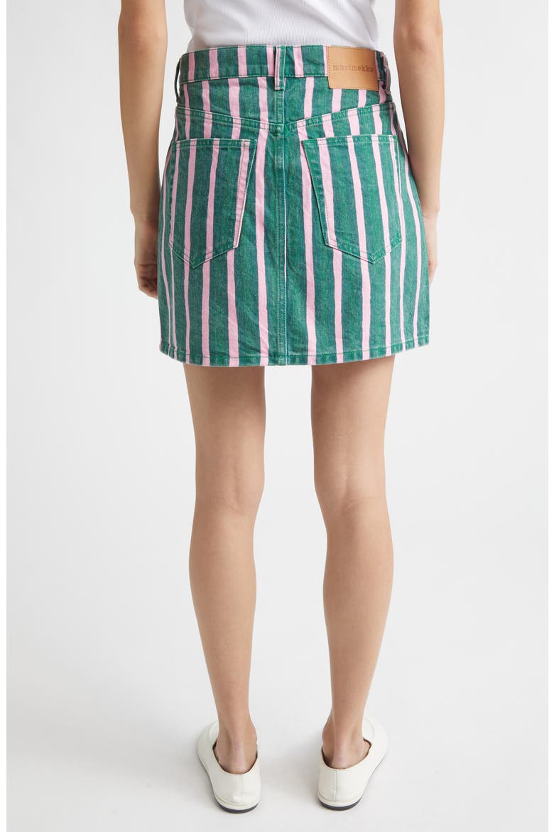 Ruudut Stripe Denim Miniskirt, Alternate, color, GREEN PINK