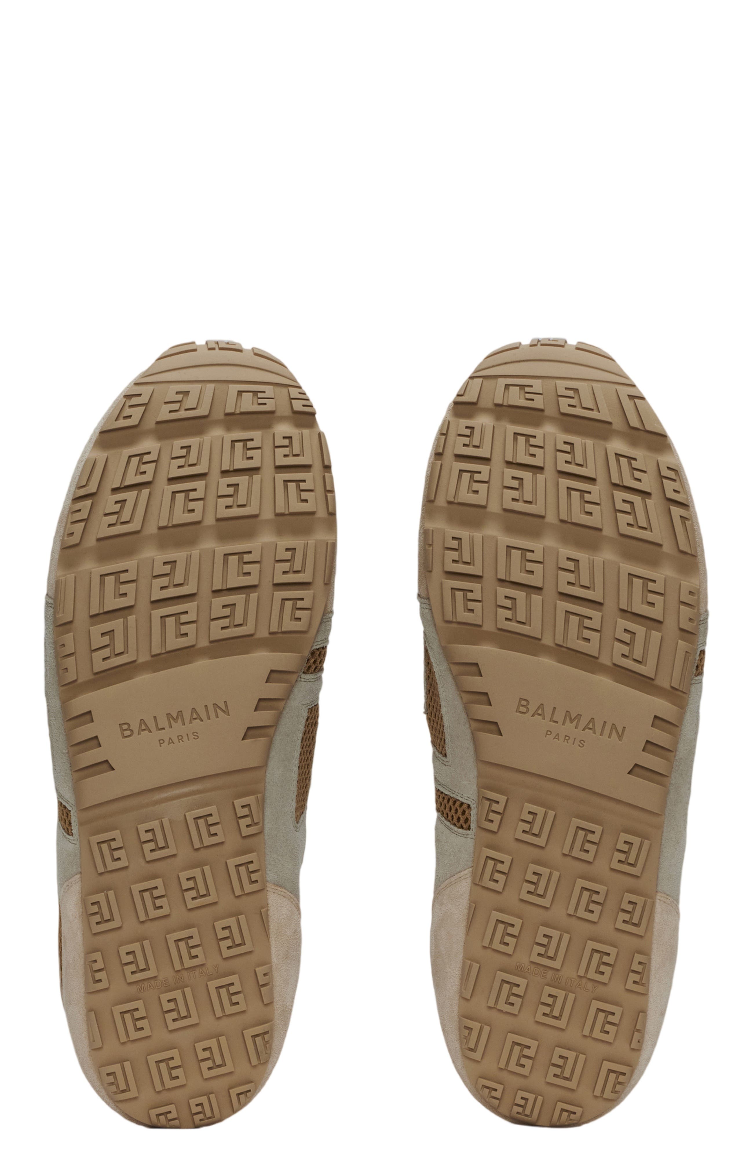 Balmain Racer 45 trainers in mesh and suede leather, Alternate, color, Beige