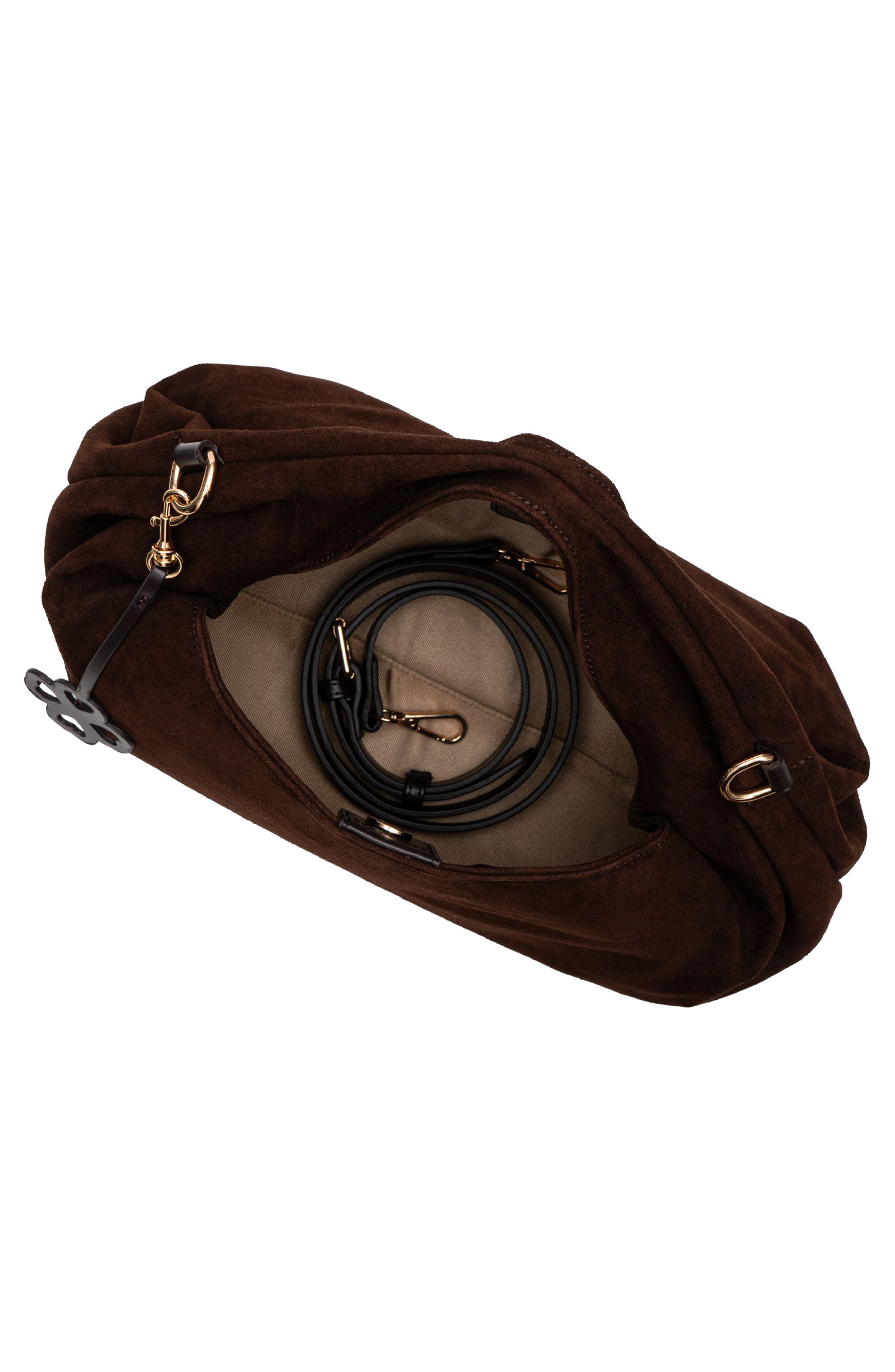 Florence Suede Shoulder Bag, Alternate, color, CHOCOLATE