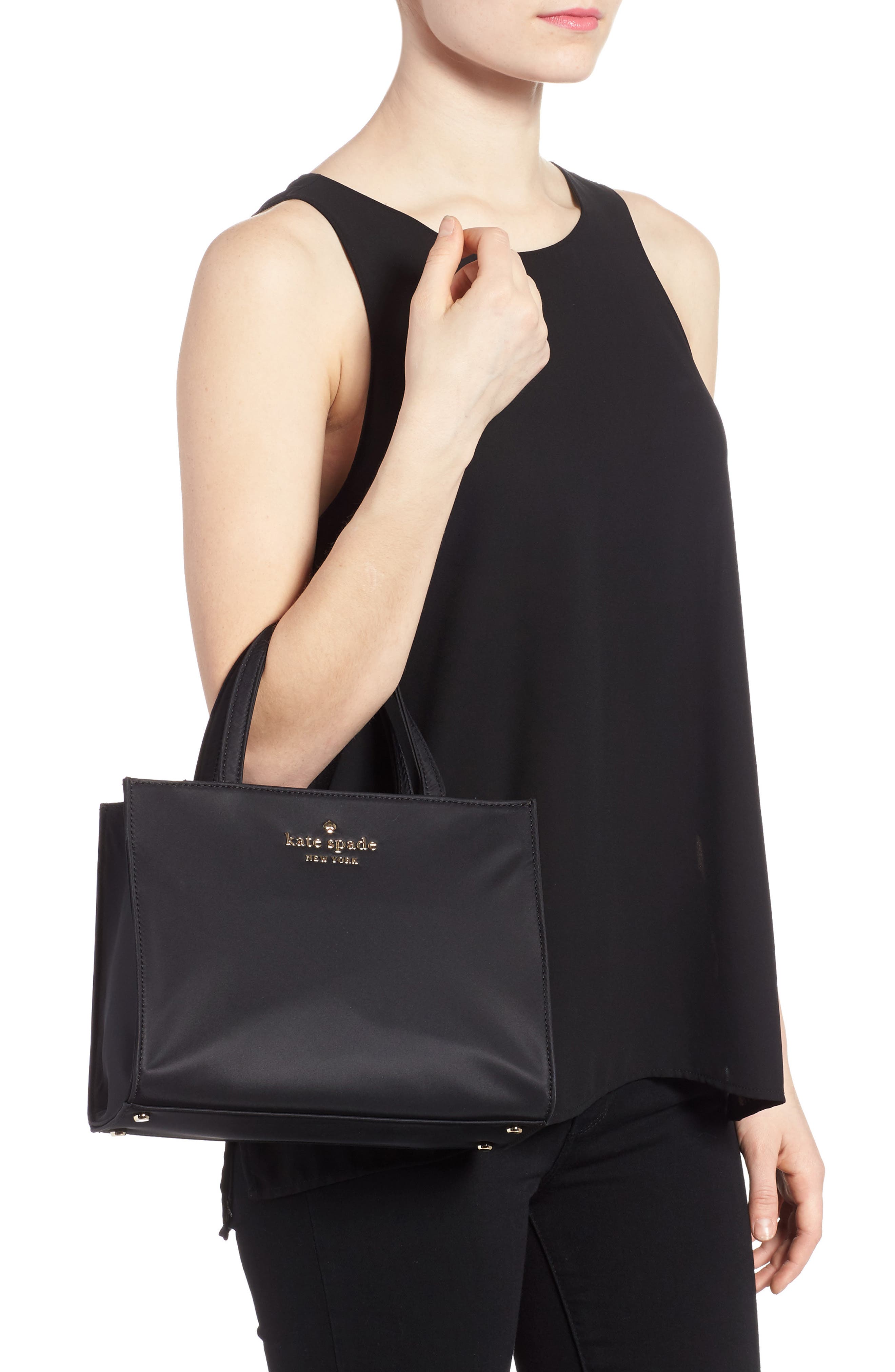 watson lane – sam nylon satchel, Alternate, color, BLACK