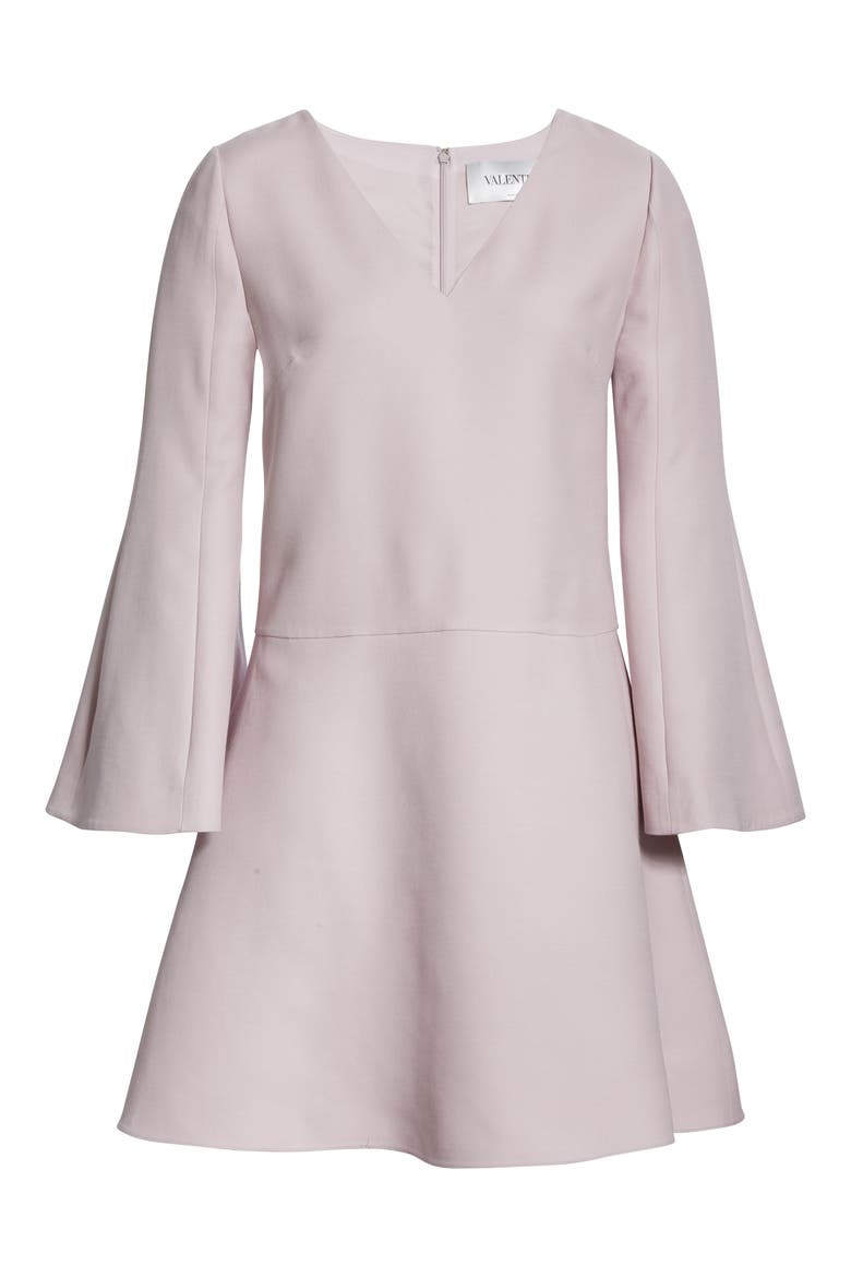 Long Sleeve Crepe Couture A-Line Minidress, Alternate, color, WATER LILAC