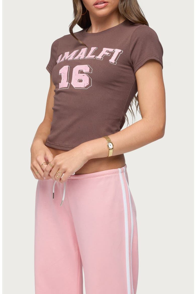 Amalfi Contrast Stretch Cotton Blend Crop Graphic T-Shirt, Alternate, color, BROWN