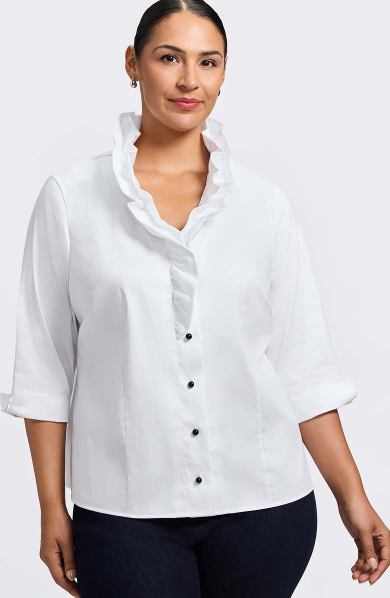 Foxcroft Edith Ruffl Shirt, Alternate, color, White