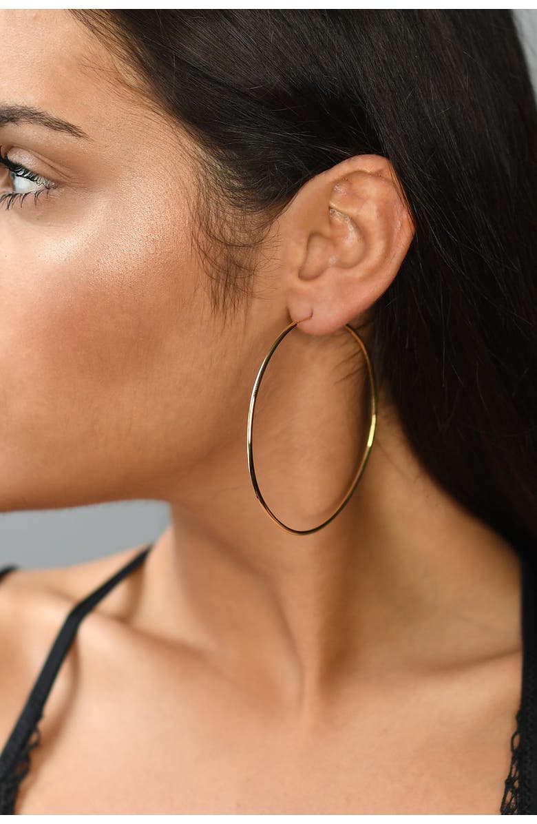 Sterling Forever 68mm Shiny Finish Hoop Earrings, Alternate, color,