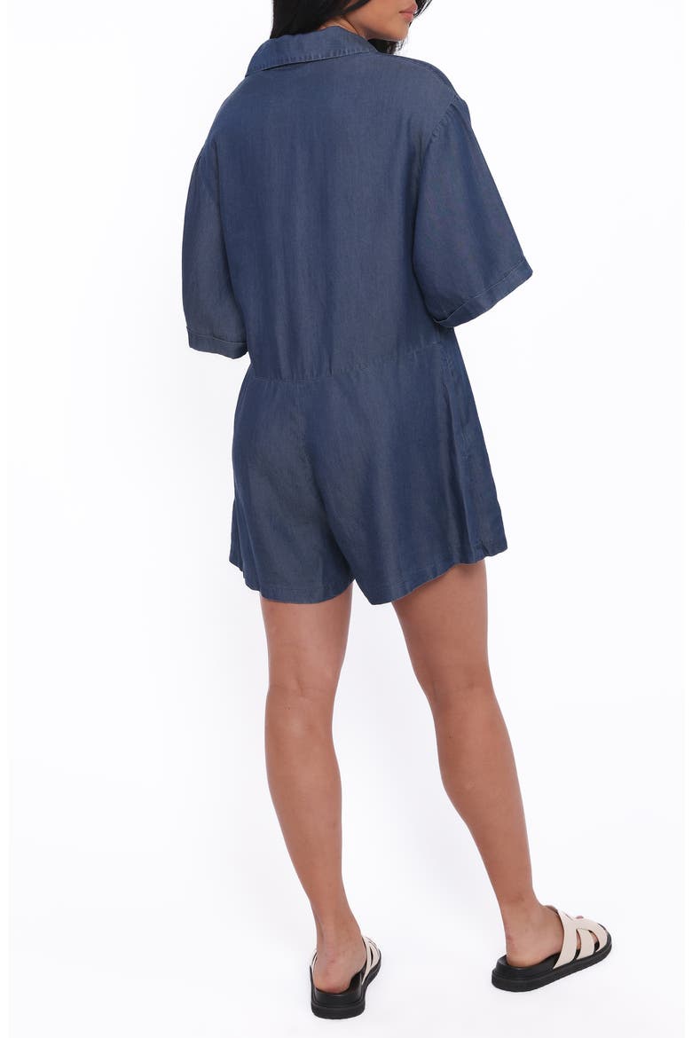 Kiya Denim Romper, Alternate, color, DARK DENIM