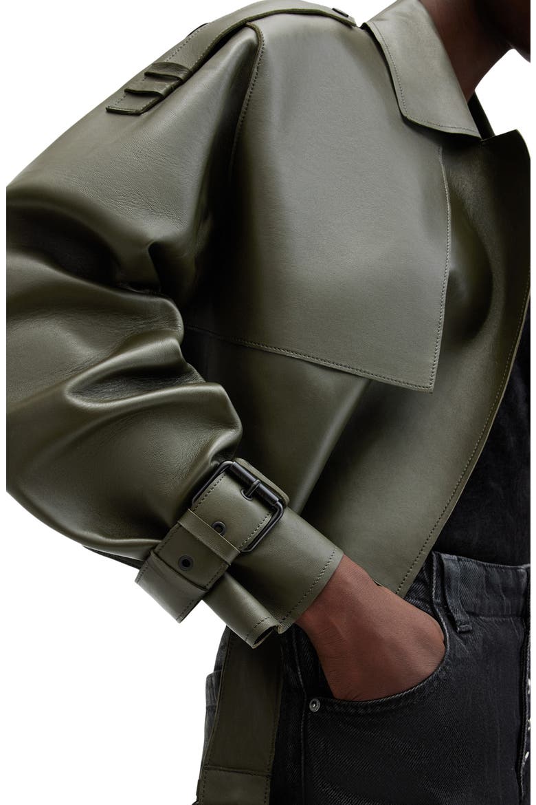 Ophelia Bonded Leather Jacket, Alternate, color, KHAKI GREEN