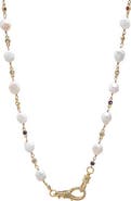 BY ADINA EDEN Natural Pearl Multicolor Bezel Lobster Clasp Chain Necklace