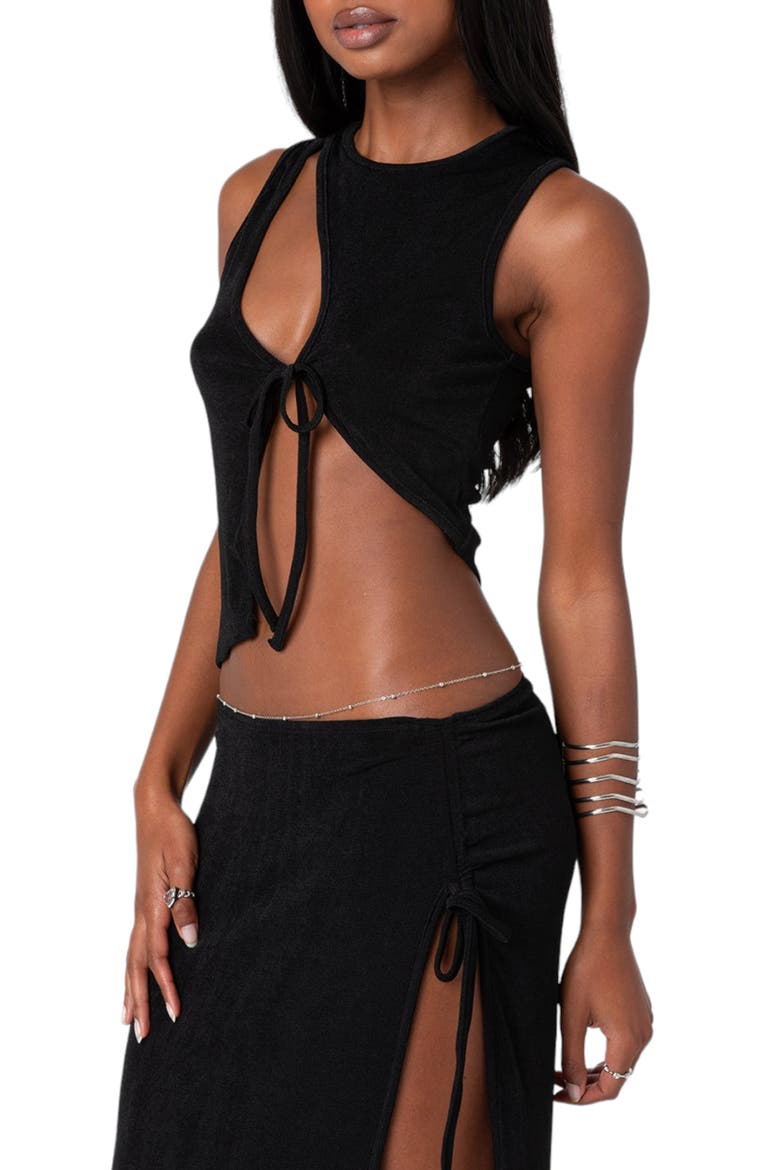 Goldie Asymmetric Cutout Tank Top, Alternate, color, BLACK