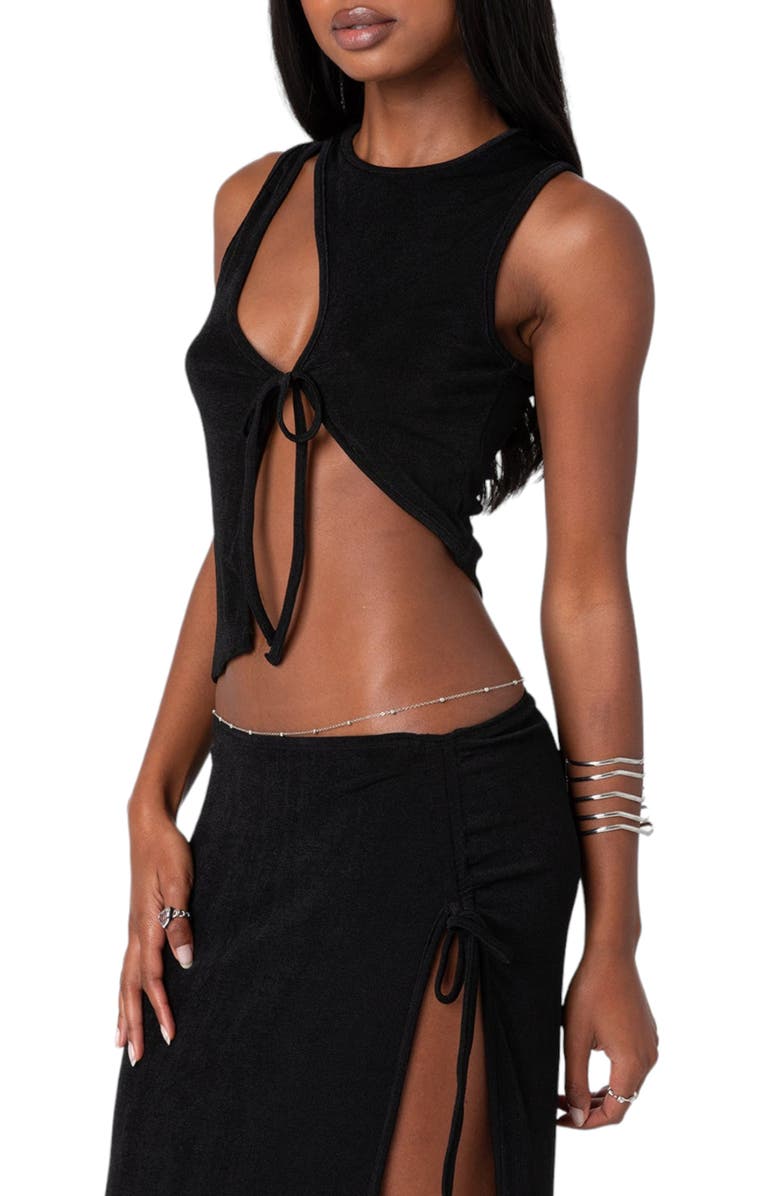 EDIKTED Goldie Asymmetric Cutout Tank Top, Alternate, color, 