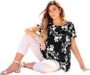 Roaman's Plus Size Ultimate Cotton Crewneck Short Sleeve Swing Tee