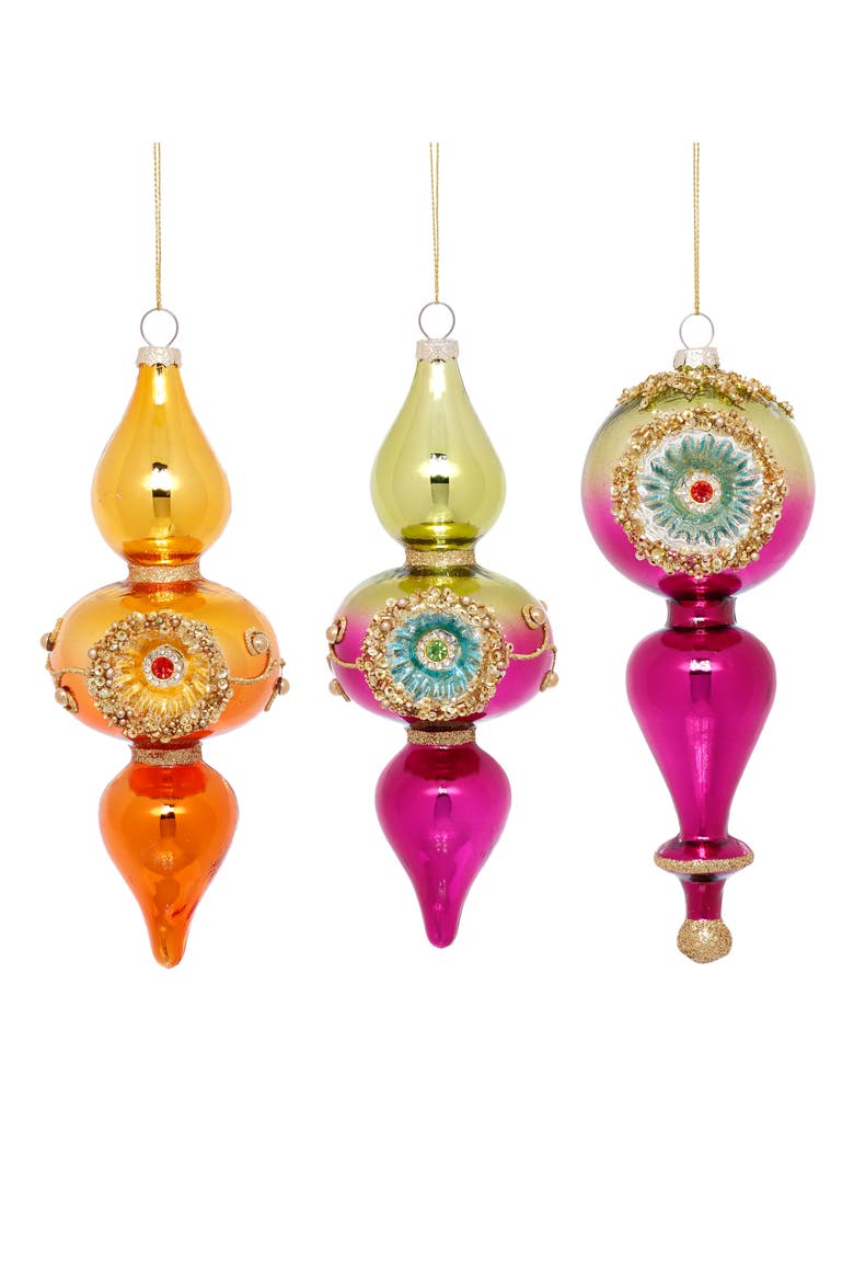 Double Finial Drop Ornament, Box of 6, Main, color, Fuschia
