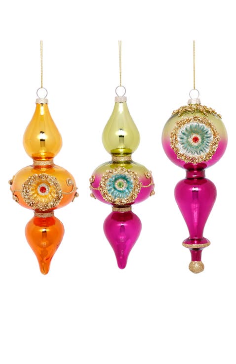 Double Finial Drop Ornament, Box of 6