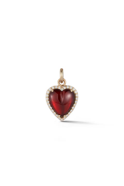 Alana Heart Charm with White Diamonds and Garnet