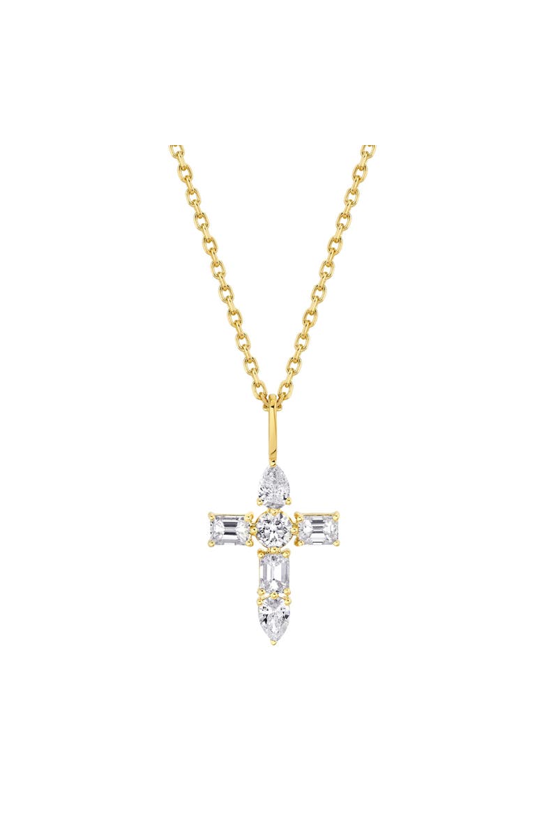 Michael M Montage Diamond Emerald Cross Pendant Necklace, Main, color, Yellow Gold