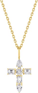 Michael M Montage Diamond Emerald Cross Pendant Necklace
