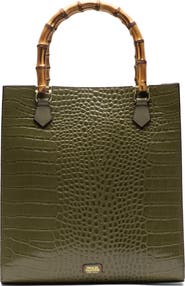 Frances Valentine Nan Croc Embossed Leather Tote