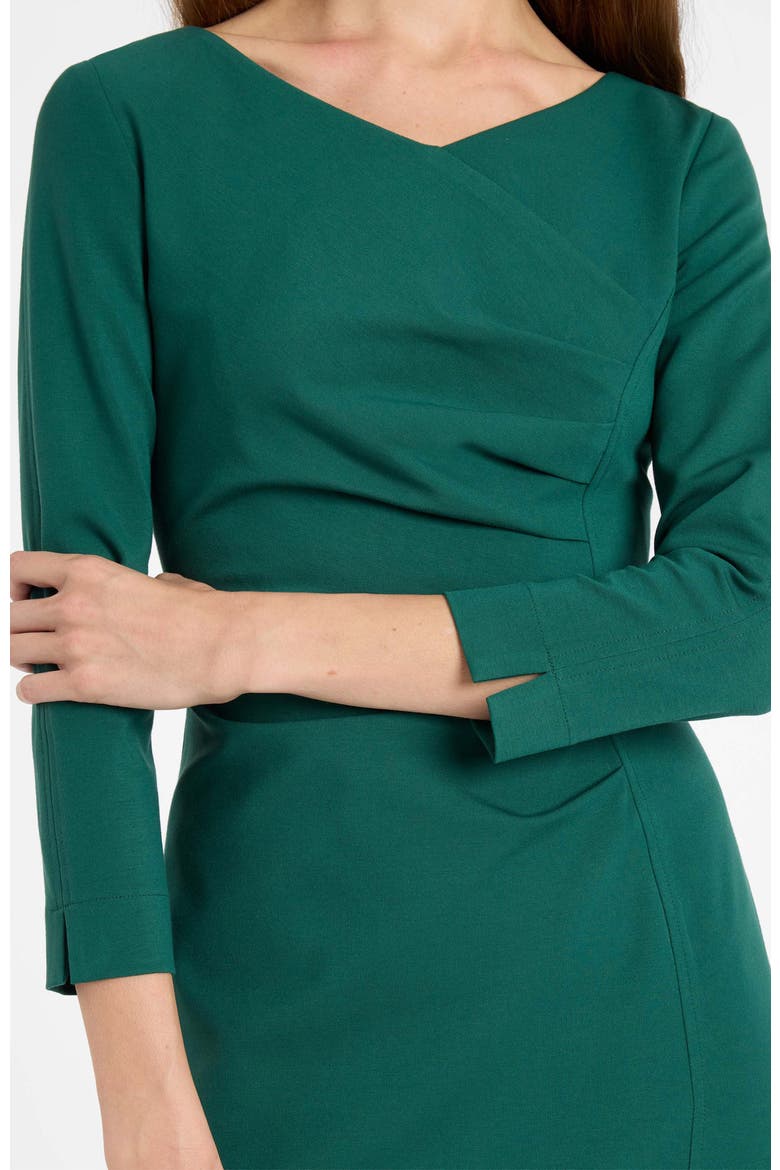Liv Sheath Dress in Soft Stretch Crepe, Alternate, color, Evergreen