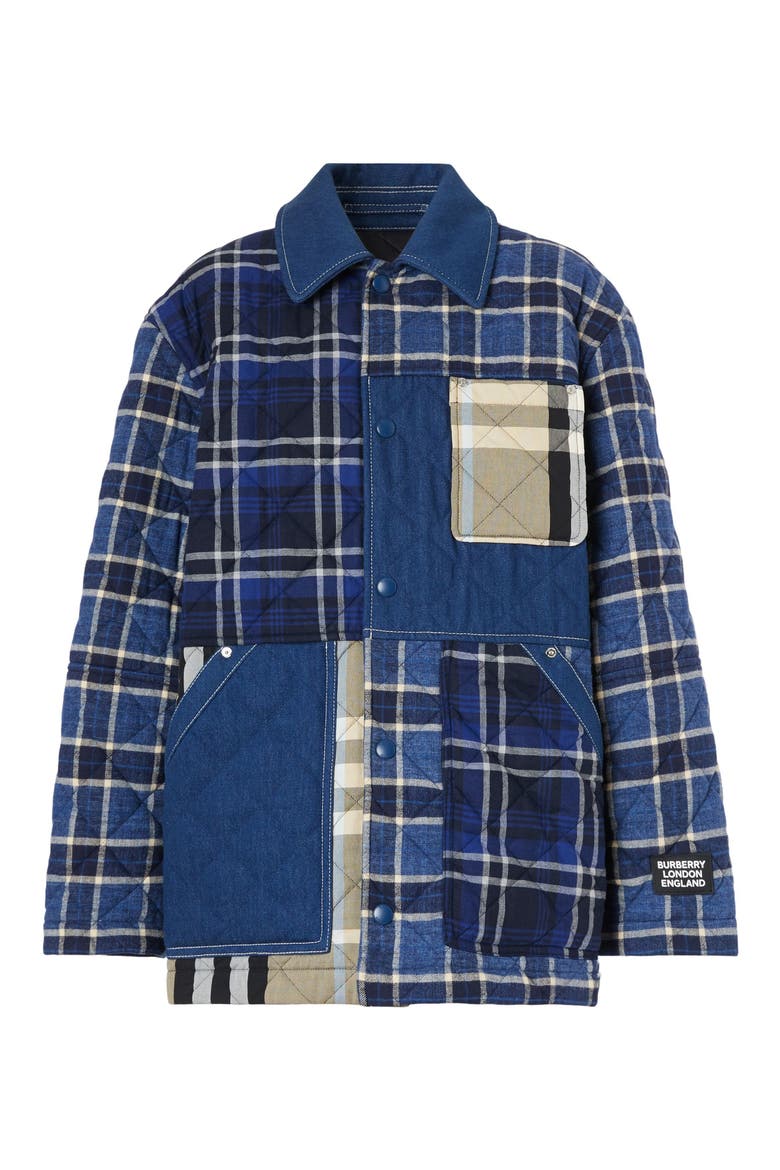 Dunsby Quilted Flannel Shirt Jacket, Main, color, NAVY CHECK