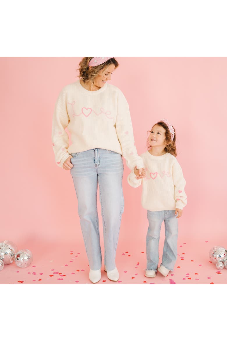Ditsy Love Knit Sweater, Alternate, color, Natural