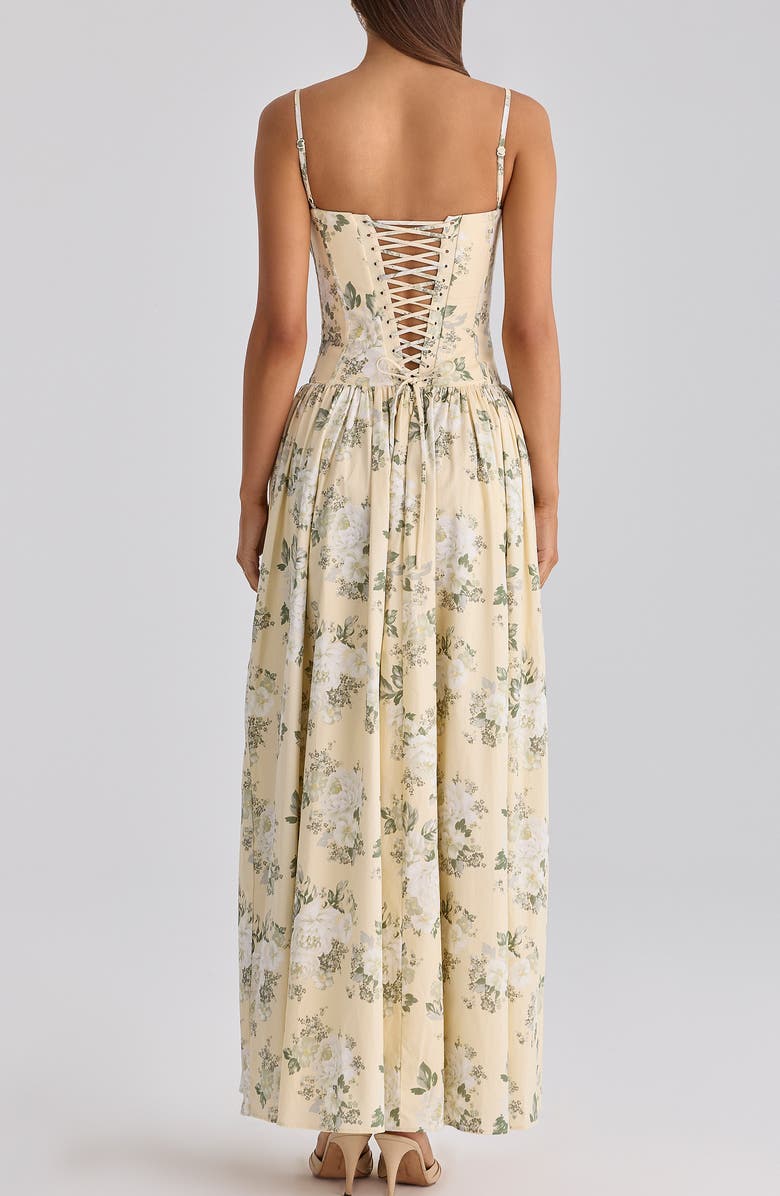HOUSE OF CB Rona Lemon Floral Stretch Cotton Maxi Sundress, Alternate, color, Lemon Floral