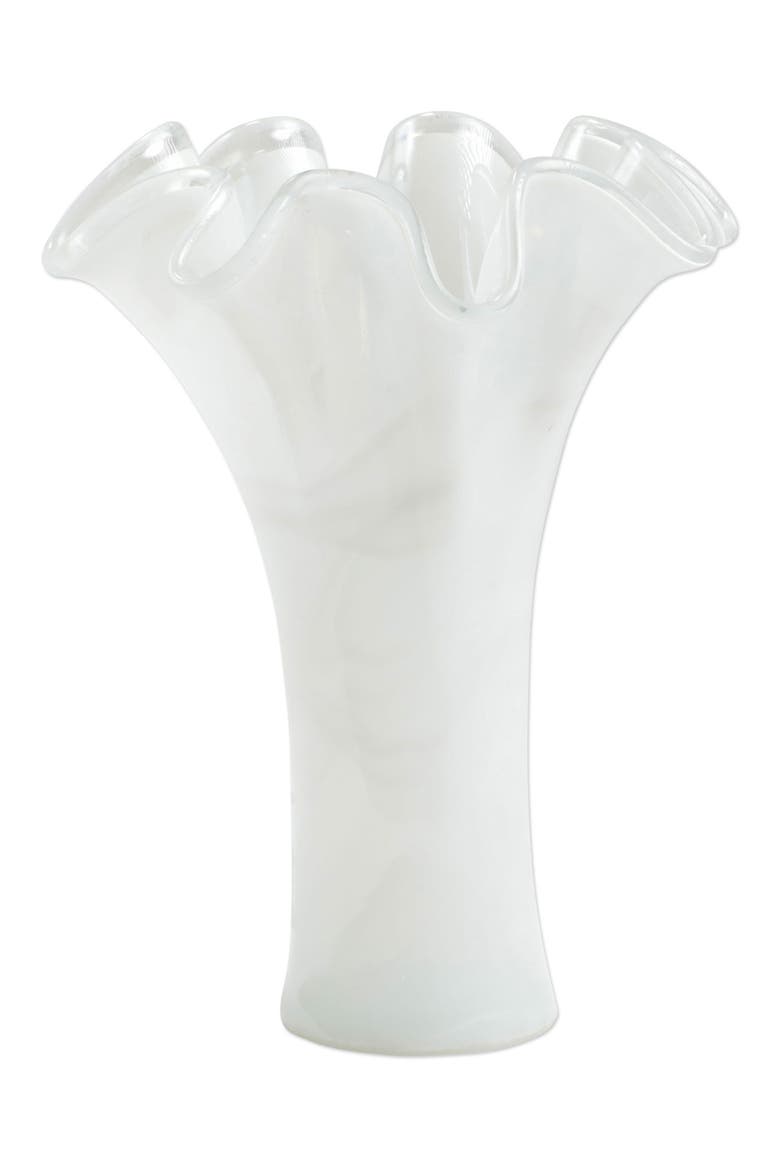Onda Glass White Medium Vase, Main, color, WHITE