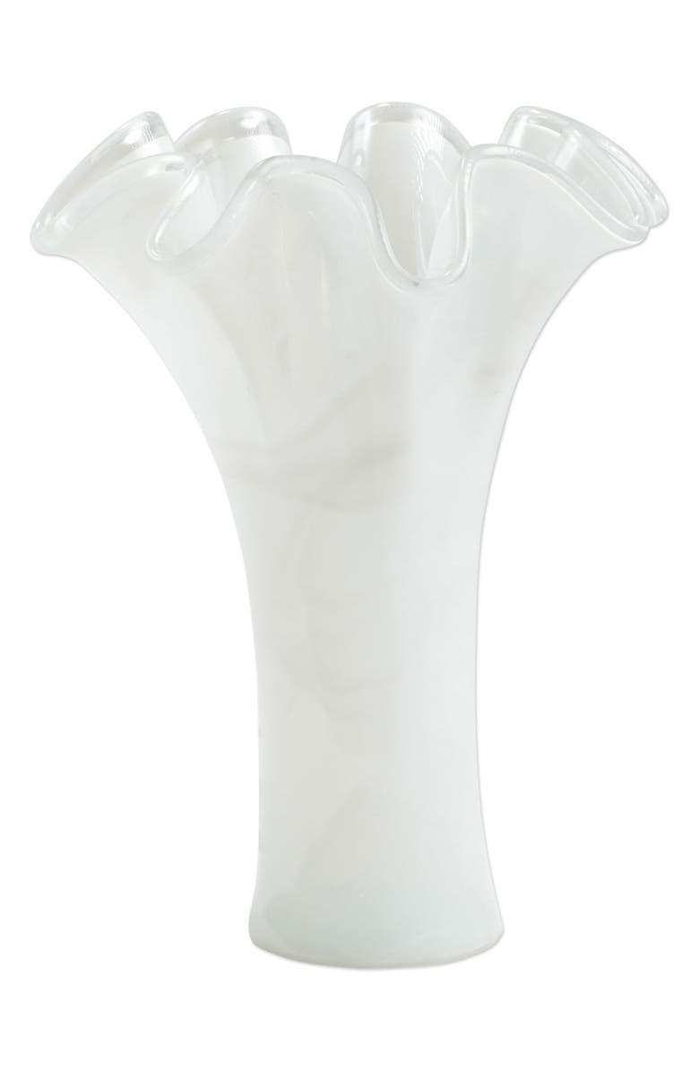 VIETRI Onda Glass White Medium Vase, Main, color, White