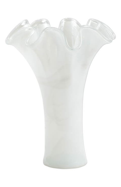 Onda Glass White Medium Vase