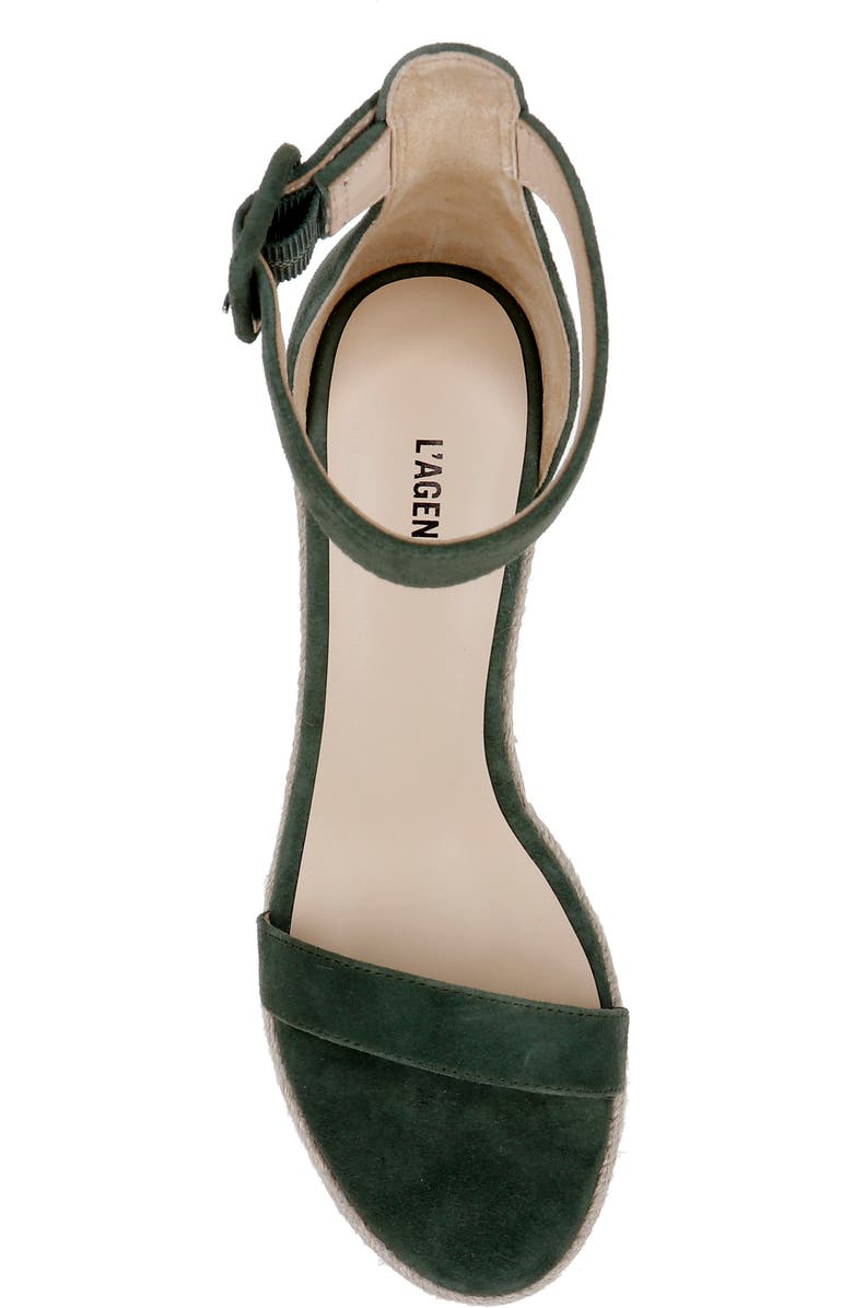 L'AGENCE Avice Ankle Strap Espadrille Platform Wedge Sandal, Alternate, color, Clover