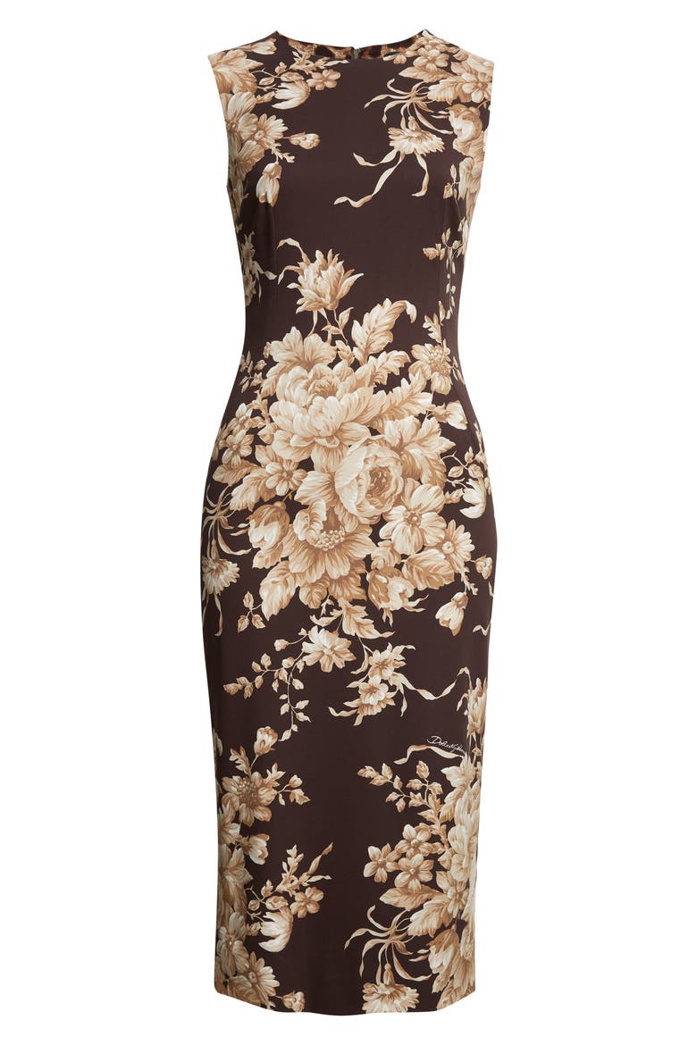 Rose Print Silk Stretch Charmeuse Sheath Dress, Alternate, color, HM4OX ROSE CRETONNE F.MORO