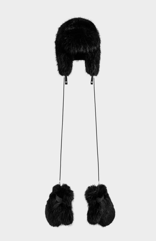 Rudsak Lira Faux Fur Aviator Hat & Mitten Set In Burgundy