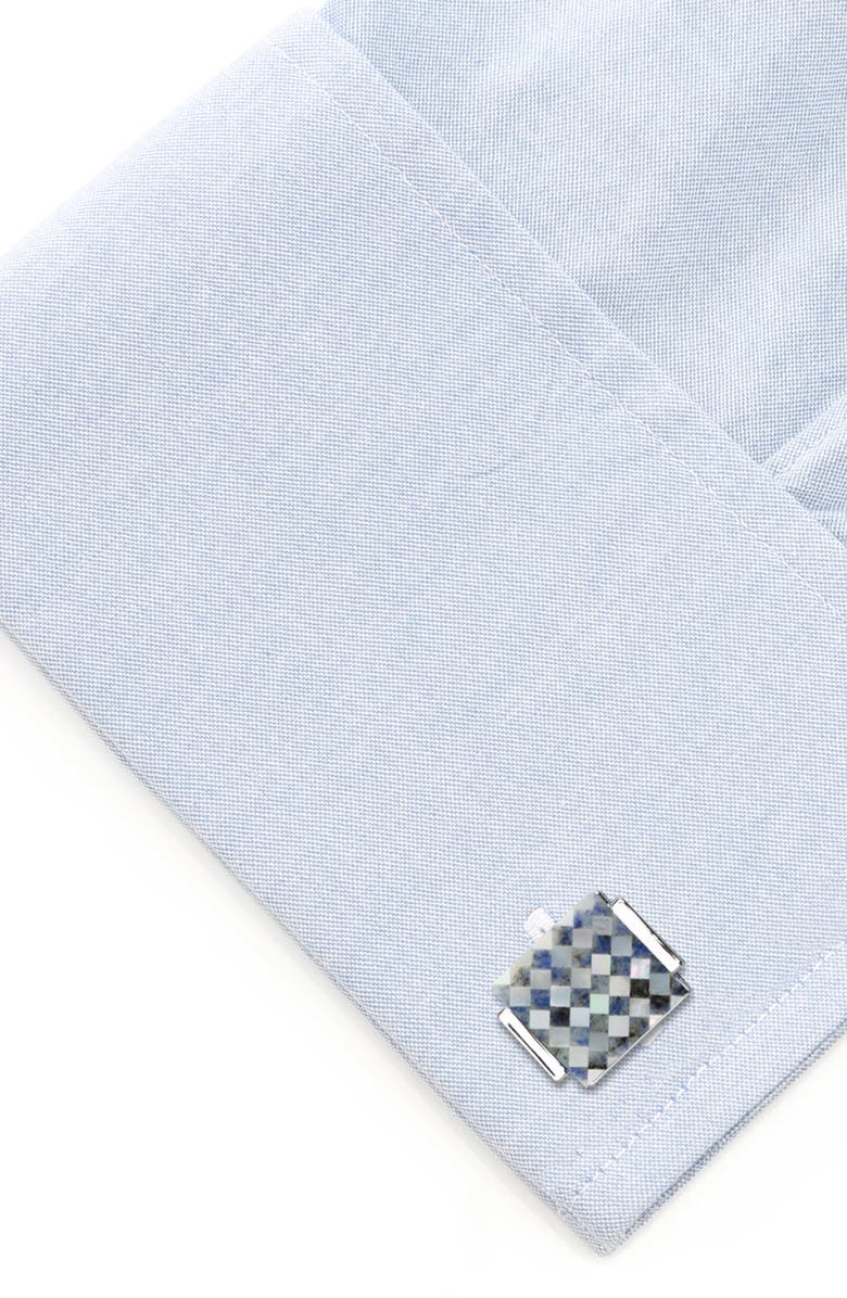 Cufflinks, Inc. Mother-of-Pearl Checkered Cuff Links, Alternate, color, Blue